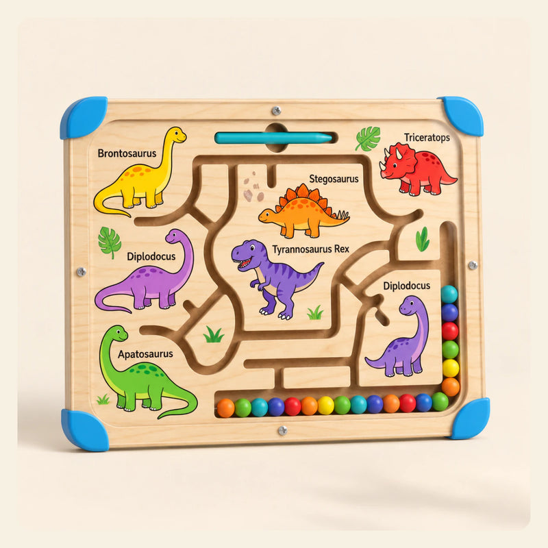 Dino Count Maze shown on a calm warm beige background.