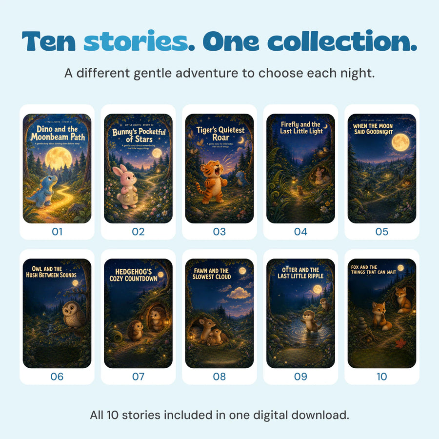 All ten original cover artworks in the Little Lights digital bedtime story collection.