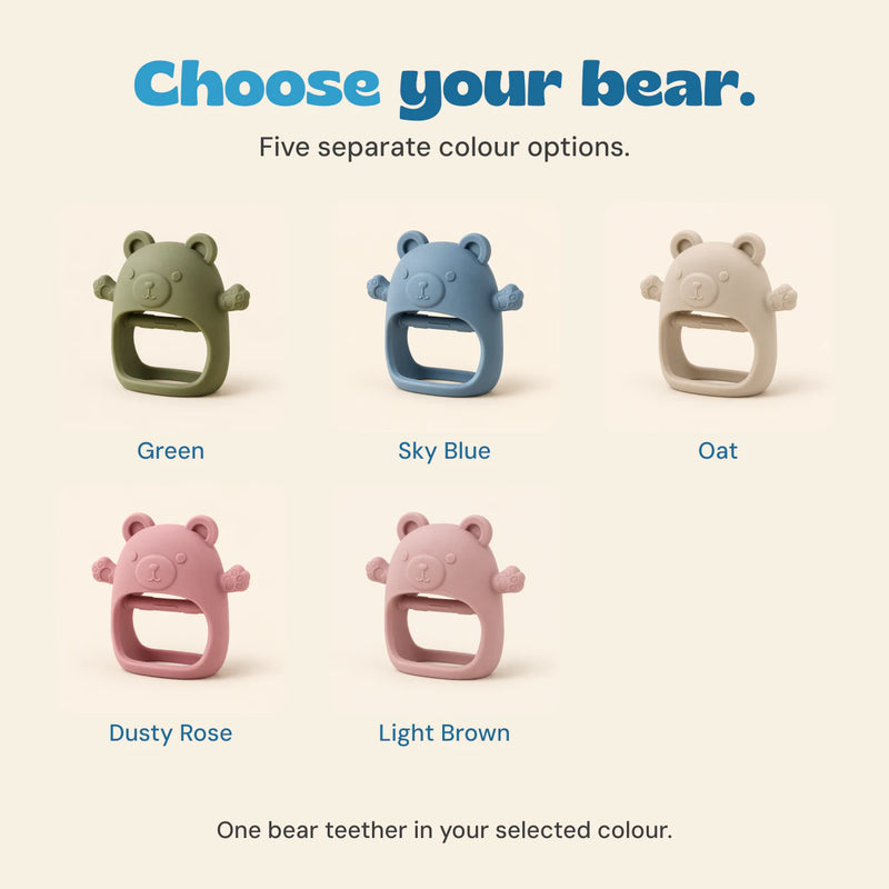 Five separate colour options. One bear teether in your selected colour.