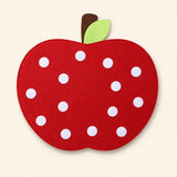 Apple Board Only showing the felt board, white fastening dots and complete silhouette on warm beige. Food pieces are not included in this option.