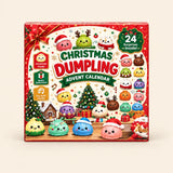 Classic Dumpling Calendar illustrated Christmas dumpling calendar box on a warm beige background.