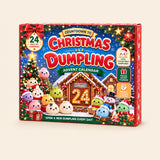 Holiday Market Calendar illustrated Christmas dumpling calendar box on a warm beige background.