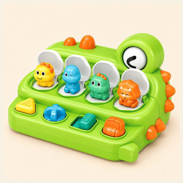 Dino Pop-Up Switch Toy shown clearly on a smooth warm beige background.