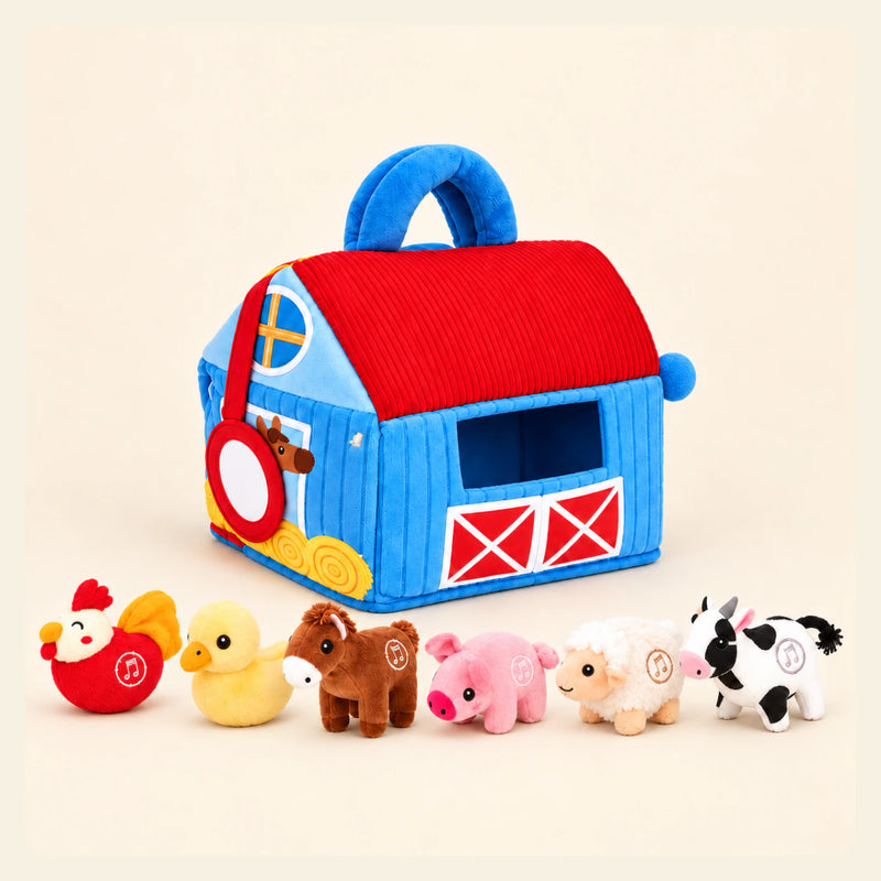 Farm Friends Soft Play Set shown clearly on a smooth warm beige background.