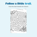 Follow a little trail. Trace the maze towards the treasure. Original printed artwork shown in close-up.
