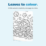 Leaves to colour. A little autumn creativity, one page at a time. Original printed artwork shown in close-up.