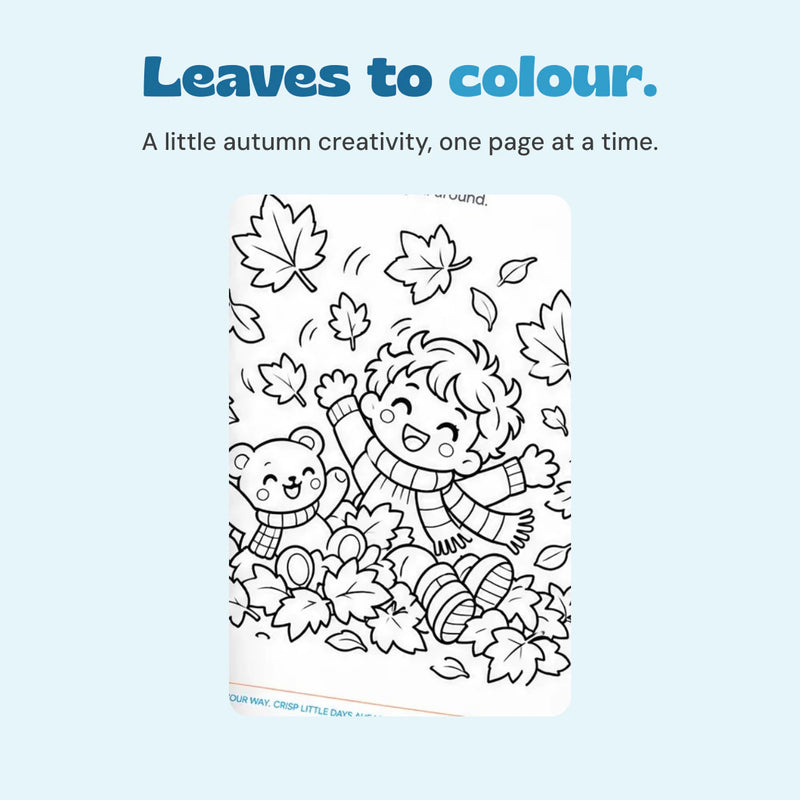 Leaves to colour. A little autumn creativity, one page at a time. Original printed artwork shown in close-up.