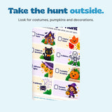 Take the hunt outside. Look for costumes, pumpkins and decorations. Original printed artwork shown in close-up.