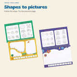Open Creative Drawing workbooks showing step-by-step drawing and practice pages.