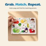 Grab. Match. Repeat.. Hold a peg and find the matching picture.