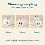 Comparison of US, UK and EU wall plug options