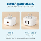 Comparison of USB-C and dual USB-A and USB-C adapter connections