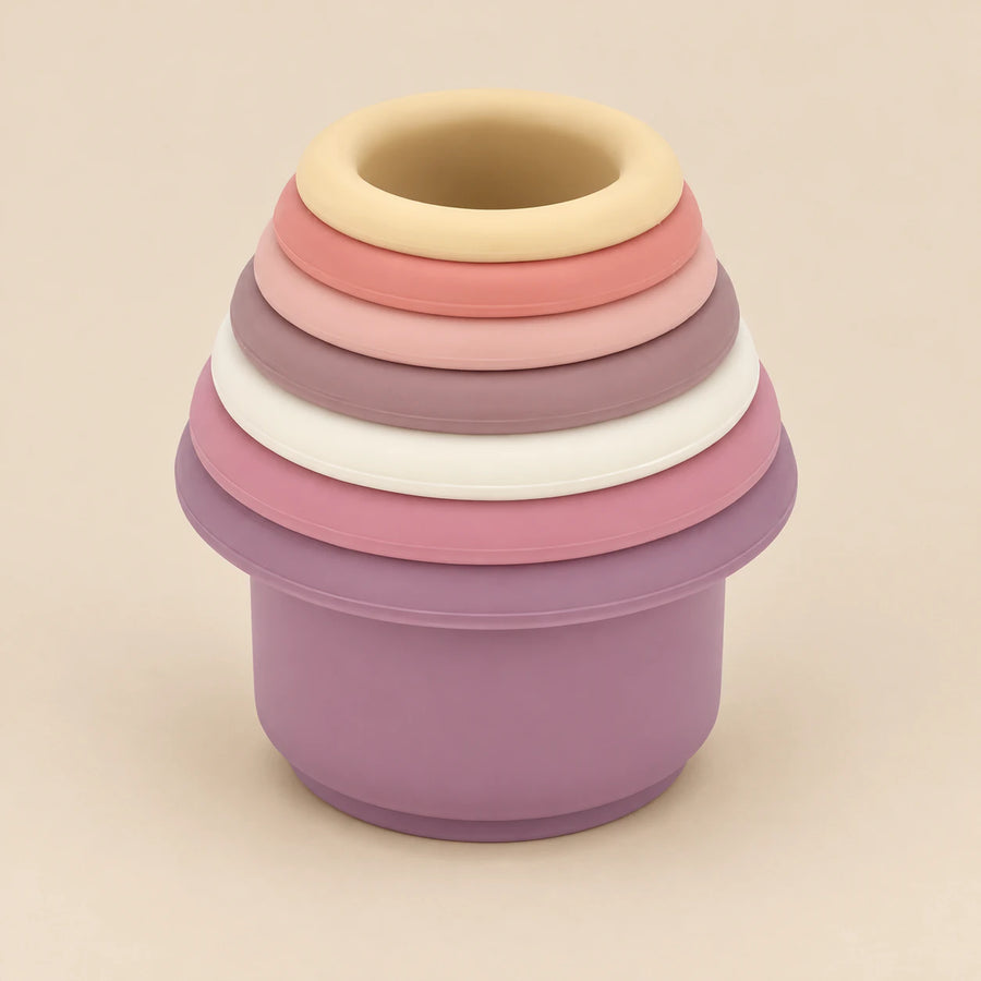 Seven Blush Pastel SoftStack cups nested together
