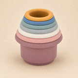 Seven Rainbow Pastel SoftStack cups nested together